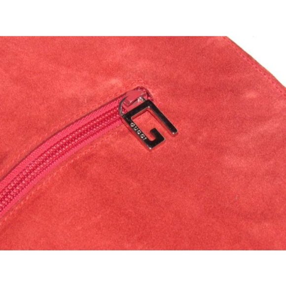 Gucci Vintage Red Suede And Leather Satchel Tote - Picture 6 of 12